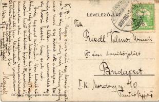 1913 Pannonhalma, kert részlet Szent Benedek szoborral (EK)