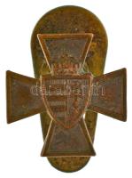 1940. Nemzetvédelmi Kereszt bronz miniatűr gomblyukjelvénye (15x15mm) T:AU / Hungary 1940. National Defense Cross bronze miniature buttonhole badge (15x15mm) C:AU