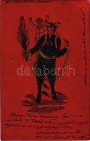 Dombornyomott Krampusz üdvözlet / Embossed Krampus greeting (EK)