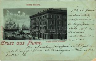 1898 (Vorläufer) Fiume, Rijeka; Hotel Europe Ottmar Zieher Art Nouveau litho (ázott / wet damage)