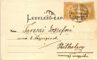 1900 Kaposvár, Plébánia templom, Fő tér, Új főgimnázium, Somogy megyei takarékpénztár, Államvasúti t...