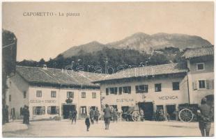 1916 Kobarid, Caporetto; La Piazza, Gostilna Mesnica, Gostilna pri Studeneu / square, restaurant and hotel, K.u.k. soldiers + POSTA MILITARE 361. DIVISIONE