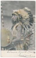 1905 Indián - dekorált képeslap / Indian folklore - decorated