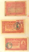 1902-1920. 36db-os Korona bankjegy tétel mind felülbélyegzéssel vagy bélyeggel ellátva, továbbá hami...