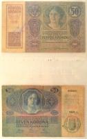 1902-1920. 36db-os Korona bankjegy tétel mind felülbélyegzéssel vagy bélyeggel ellátva, továbbá hami...
