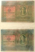 1902-1920. 36db-os Korona bankjegy tétel mind felülbélyegzéssel vagy bélyeggel ellátva, továbbá hami...