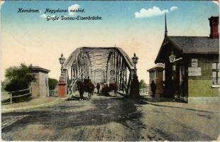 1916 Komárom, Komárno; Nagydunai vashíd / Danube bridge (kopott sarkak / worn corners)