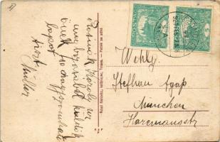 1920 Nagyszombat, Tyrnau, Trnava; Stefanikova ulica / utca és templom, Várostorony. Adolf Horovitz k...