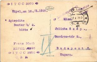 1929 Trencsén, Trencín; vasút a vár alatt / railway under the castle. TCV card (EK)