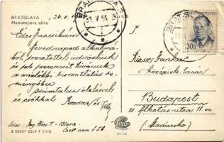 1954 Pozsony, Pressburg, Bratislava; Mamateyova ulica / utca és vár / street and castle (EK)