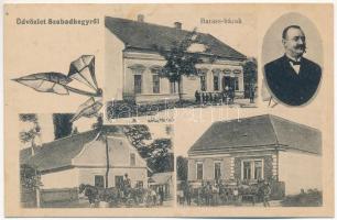 1933 Győr-Szabadhegy, Baross házak Baross Gábor arcképével. Art Nouveau