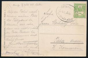 ~1913 Képeslap POSTAKALAUZ GALÁNTA LIPÓTVÁR KÖZÖTT vasúti mozgóposta bélyegzéssel / Postcard with railway postmark