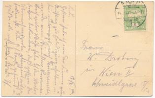 1914 Arad, Andrássy tér, Deutsch testvérek és Glück Dezső üzlete, emeletes autóbusz. Bloch H. kiadás...