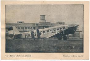 1941 Kolozsvár, Cluj; Közforgalmi repülőtér, HA-JUF Endresz György Junkers Ju 52 repülőgép. Bányai László rep.-időjelző. 1940 Megindult a magyar utasszállító Erdély szívébe: Budapest-Nagyvárad-Kolozsvár-Marosvásárhely / airport with aircraft (szakadások / tears)