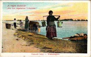 1910 Mohács, Vízhordó leány, mosóasszonyok, magyar folklór. A magyar népéletből (EK)