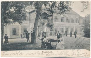 1903 Püspökfürdő, Szentlászlófürdő, Baile 1 Mai (Nagyvárad, Oradea); Főépület fürdő vendégekkel. Sebő Imre kiadása / spa hotel with guests (EK)