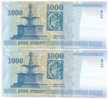 2008. 1000Ft (2x) sorszámkövetők "DB" T:VF,F szép papír Adamo F55J1