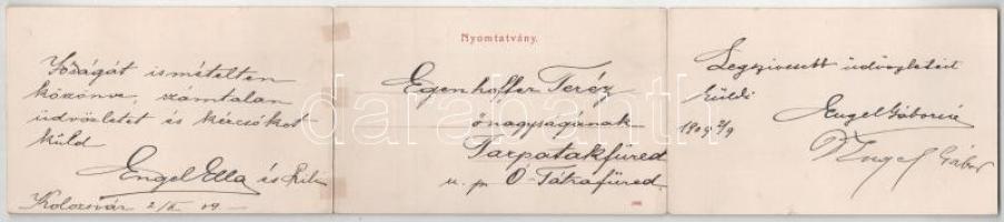 1909 Kolozsvár, Cluj; 3-részes kinyitható panorámalap / 3-tiled folding panoramacard (r)