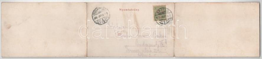 1905 Brassó, Kronstadt, Brasov; 3-részes kinyitható panorámalap / 3-tiled folding panoramacard (hajt...