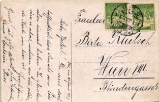 1917 Pécs, Majláth tér, zsinagóga, piac, Kossuth szobor (EK)