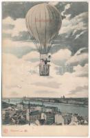 1907 Budapest. Romantikus montázs hőlégballonon repülő szerelmes párral