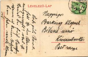 1910 Győr, Rábca vashíd átszállítása, uszályok. Polgár Bertalan kiadása (EK)