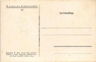 Sopron, A soproni diákéletből IV. Ágfalva, Velence, Népszavazás. Lengyel Z. fkm. tervei után rajzolt...