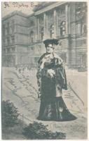 1905 Budapest VIII. Nemzeti színház, montázs A. Márkus Emília színésznővel