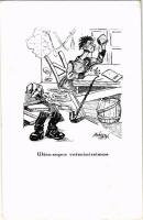 Sopron, A soproni diákéletből XII. Ultra-supra veteránissimus. Lengyel Z. fkm. tervei után rajzolta Bihary L. bmh. Képünk a soproni diákélet egyes különleges mozzanatait karikatúrában ábrázolja. Röttig-Romwalter nyomda rt. bérlői. Studentika. s: Bihary L. (fl)