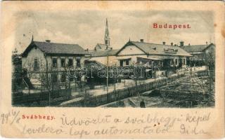 1899 (Vorläufer) Budapest XII. Svábhegy, Szerényi Béla fűszer-, csemege- és borkereskedés üzlete és vendéglője (EB)