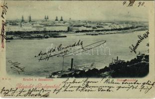 1898 (Vorläufer) Budapest, Dunasor még az Erzsébet híd nélkül. D. Halberstadt