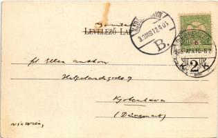 1905 Budapest V. Gizella tér (ma Vörösmarty tér), Haas palota, piac, Pesti Magyar Kereskedelmi Bank,...