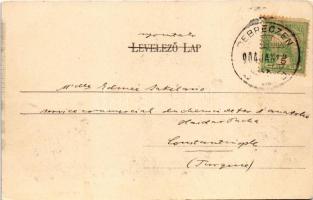 1904 Budapest VI. Andrássy út és Gyár utca, Jahn Ede üzlete, omnibusz Odol reklámmal. Divald Károly ...