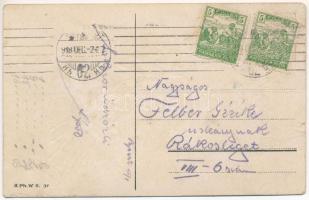 1918 Üdvözlet a Krampusztól! / Krampus and birch. K. Ph. W. II. 37. Emb. litho (szakadás / tear)