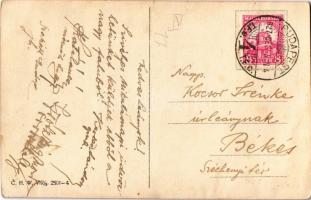 1927 Üdvözlet a Krampusztól! / Krampus with boy and birch. C. H. W. VIII/2. 2501-4. (EK)