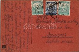 1922 Üdvözlet a Krampusztól! / Krampus with birch and children, silhouette (EK)