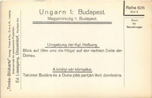 Budapest I. Királyi vár környéke, Tabán, tekintet Budára és a Duna jobb partján lévő dombokra. Trink...