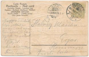 1905 Mikulás / Saint Nicholas with toys. Emb. litho (apró lyuk / tiny pinhole)