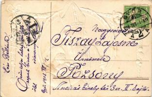 1908 Mikulás / Saint Nicholas with toys. Emb. litho (EK)