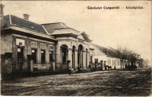 1916 Budapest XXI. Csepel, községháza, utca. Marx Jenő kiadása (EK)