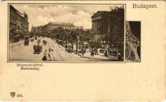 1904 Budapest VIII. Múzeum körút és Nemzeti Múzeum. Art Nouveau (fa)