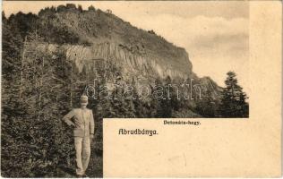 1912 Abrudbánya, Abrud; Detonáta és katona. Skalangya József kiadása / Detunata / mountain, K.u.K. soldier (EK)