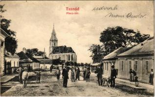 1906 Tasnád, Piactér, templom. Löwinger L. kiadása / market square, church (EK)