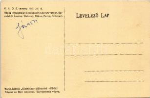 1913 július 6. K.A.O.E. verseny: Rákos kifogástalan bedobással győz 100 yardon: Weinreb, Rákos, Boro...