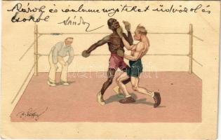 1925 Ökölvívás / Boxing, sport. B.K.W.I. 278-5. s: Fritz Schönpflug (ázott / wet damage)