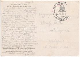 1936 Werbe-Postkarte Nr. 1. für die Olympischen Spiele / 1936. évi nyári olimpiai játékok / 1936 Sum...