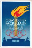 1936 Olympischer Fackellauf in Österreich Weihestunde Wien Heldenplatz / Olimpiai fáklyaváltó Ausztriában / Olympic torch relay in Austria, Vienna + So. Stpl (EK)