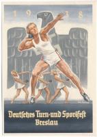 1938 Deutsches Turn- und Sportfest Breslau / German Gymnastics and Sports Festival in Wroclaw, NSDAP German Nazi Party propaganda s: Hans Liska + So. Stpl.