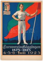 1875-1925 Turnverein Göggingen - Ludwig Nerlinger mit Vereinsfahne. Sport litho (EK)