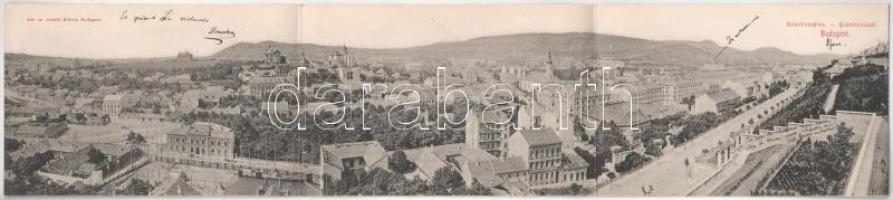 1901 Budapest I. Krisztinaváros. Divald Károly 249. - 3-részes kinyitható panorámalap (EK)